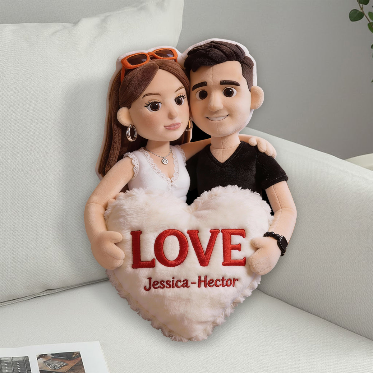 Photo to Custom Cut-Shape Plush Pillow - Personalized Couple Faux Fur Shaped Pillow