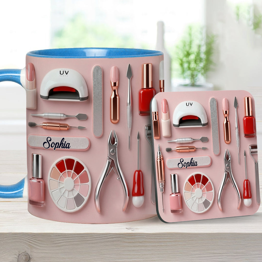 Nageldesignerin – Personalisierte Tasse und Untersetzer für Ihr Nagelstudio