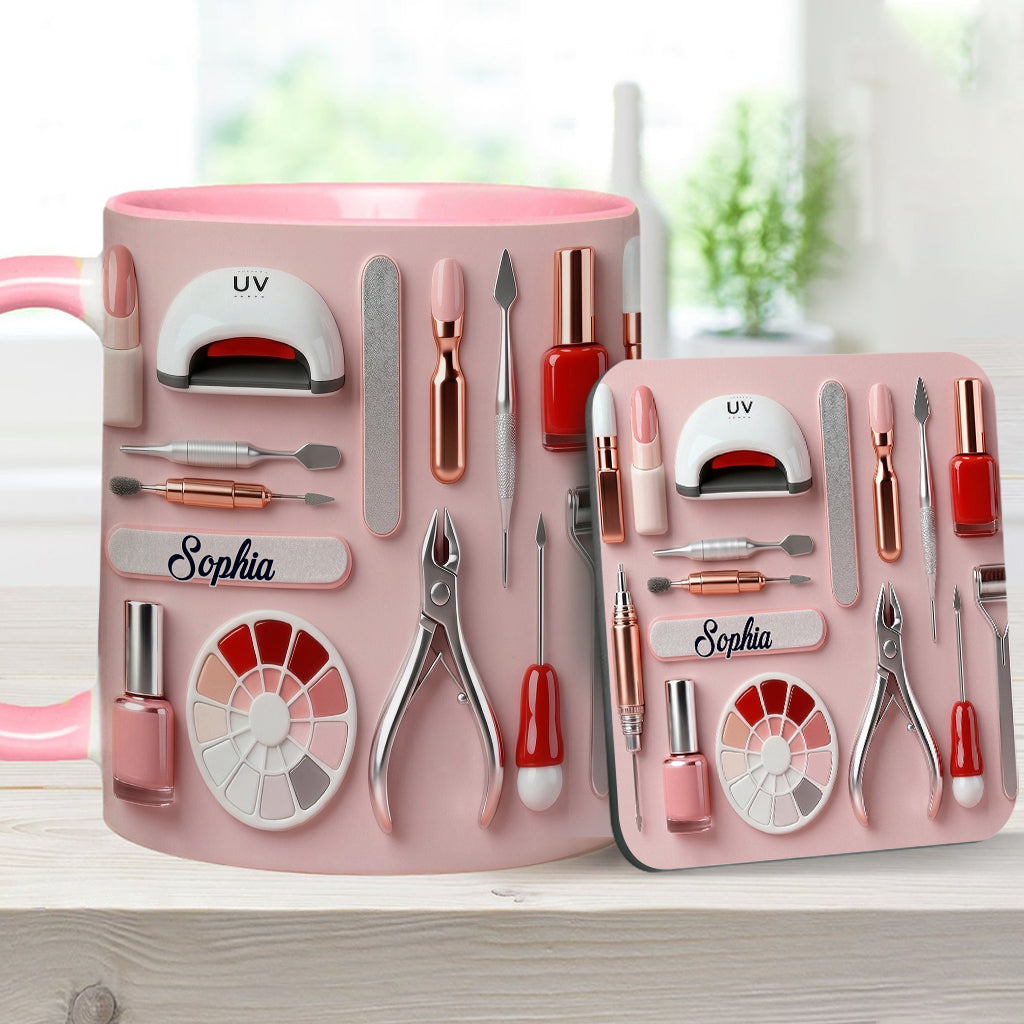 Nageldesignerin – Personalisierte Tasse und Untersetzer für Ihr Nagelstudio