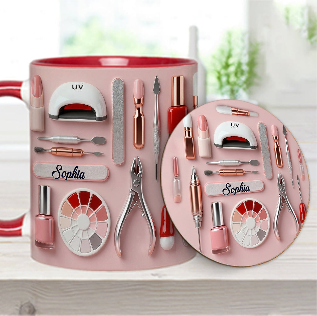 Nageldesignerin – Personalisierte Tasse und Untersetzer für Ihr Nagelstudio