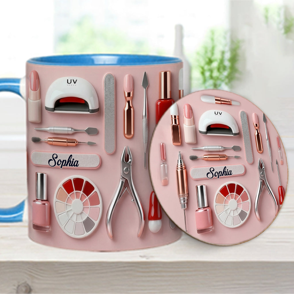 Nageldesignerin – Personalisierte Tasse und Untersetzer für Ihr Nagelstudio