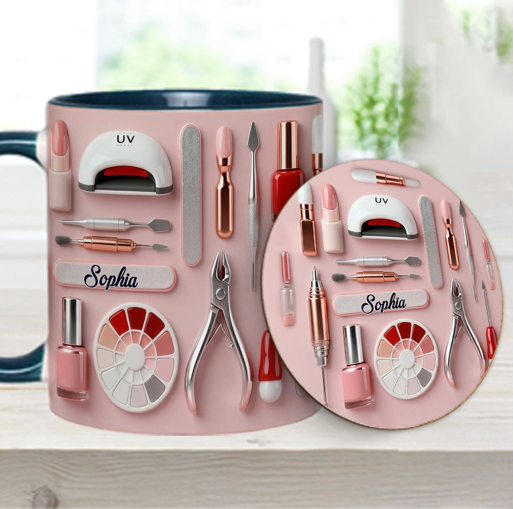 Nageldesignerin – Personalisierte Tasse und Untersetzer für Ihr Nagelstudio