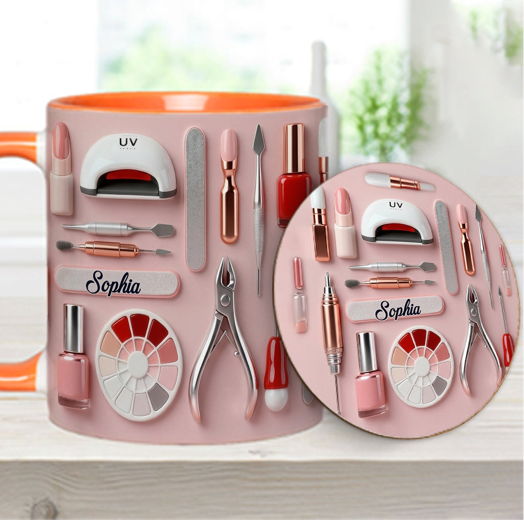 Nageldesignerin – Personalisierte Tasse und Untersetzer für Ihr Nagelstudio