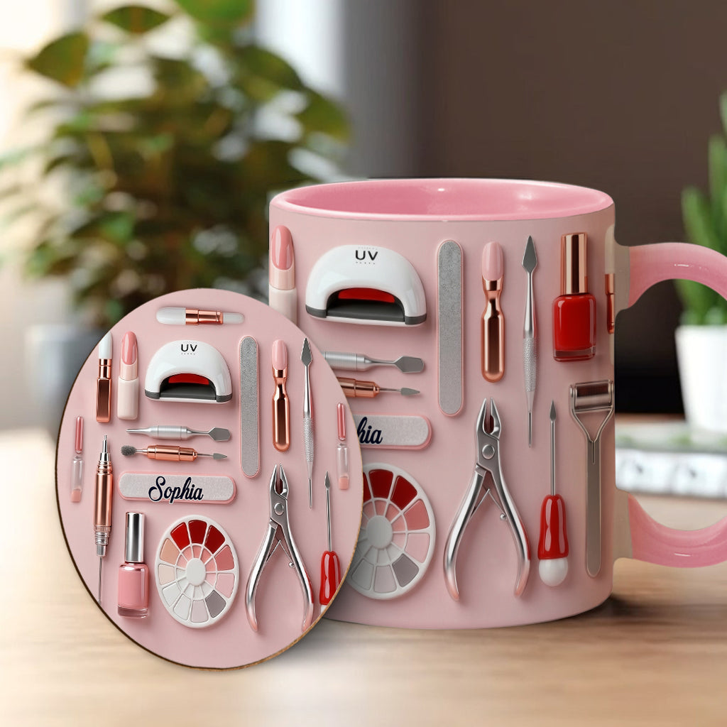 Nageldesignerin – Personalisierte Tasse und Untersetzer für Ihr Nagelstudio