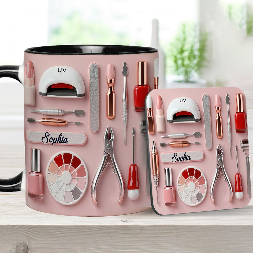 Nageldesignerin – Personalisierte Tasse und Untersetzer für Ihr Nagelstudio