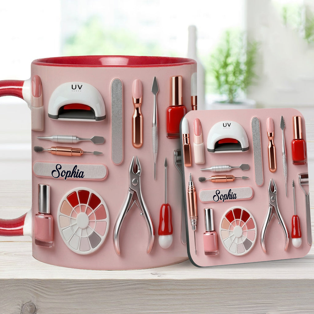 Nageldesignerin – Personalisierte Tasse und Untersetzer für Ihr Nagelstudio