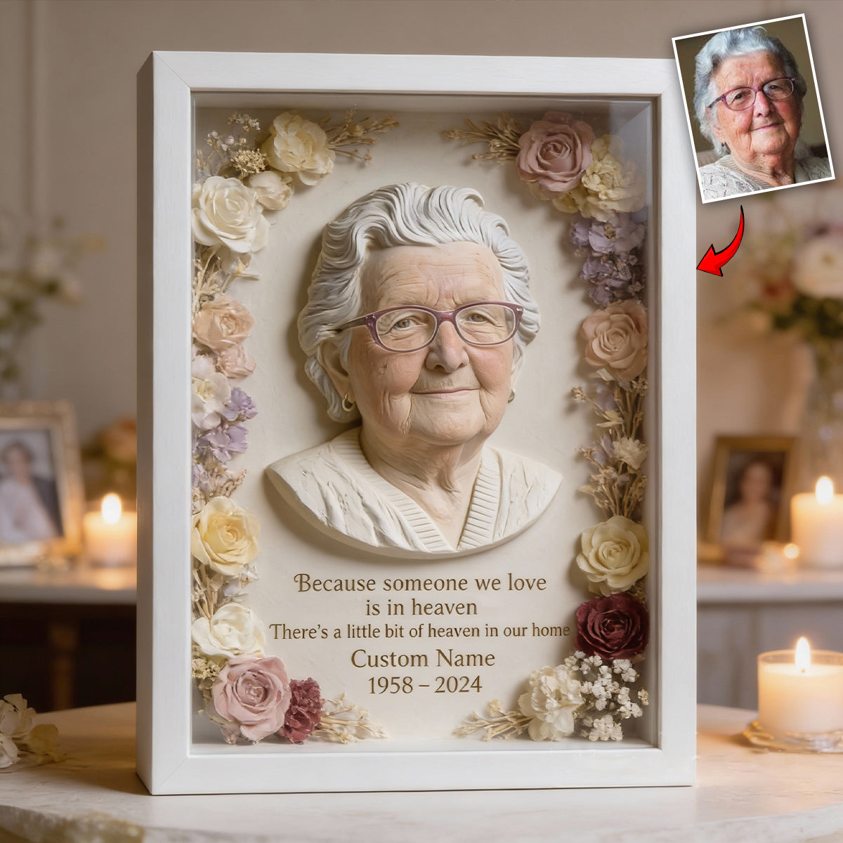 Custom From Any Photo - Memorial Flower Box - Personalized Memorial Custom Shaped Acrylic Plaque