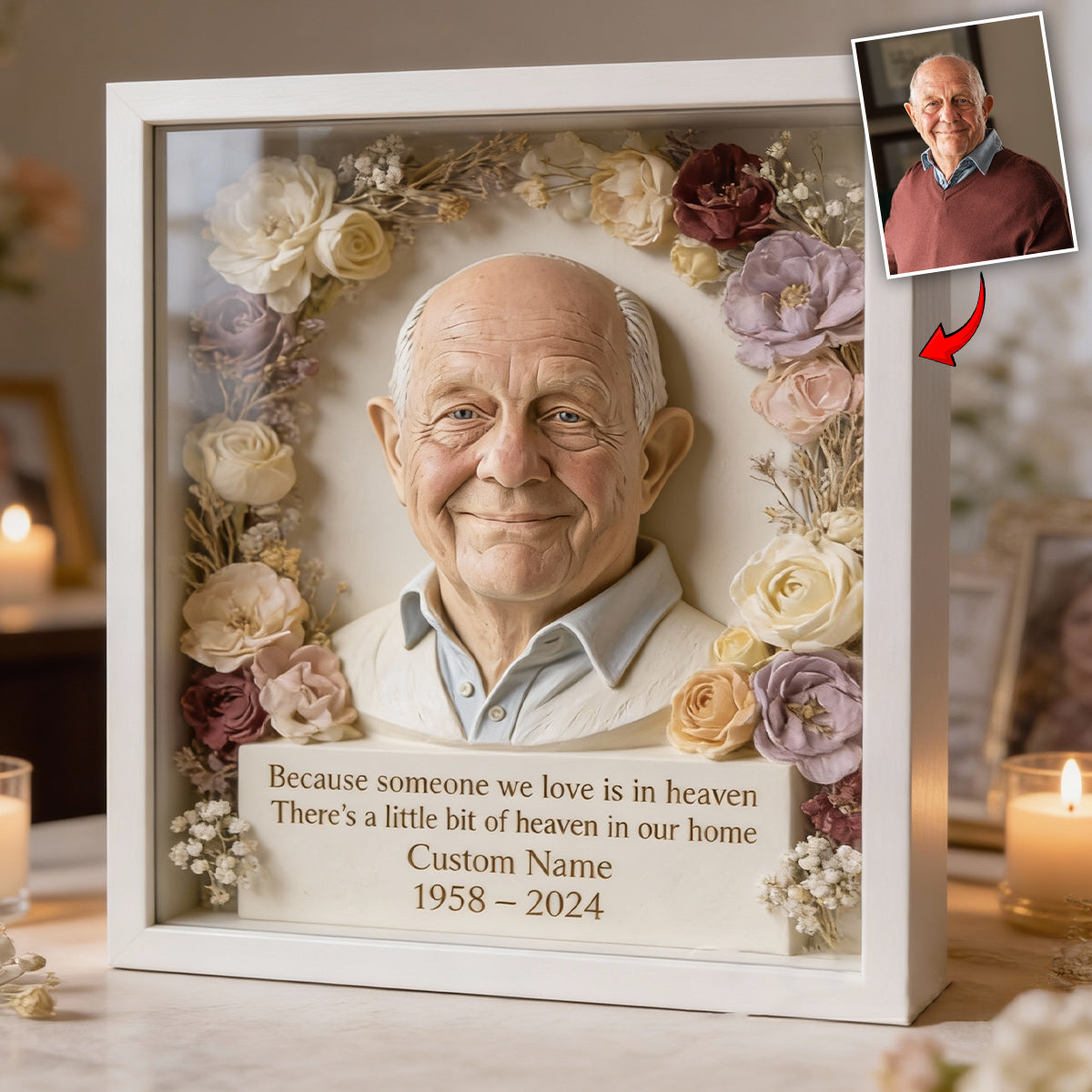 Custom From Any Photo - Memorial Flower Box - Personalized Memorial Custom Shaped Acrylic Plaque