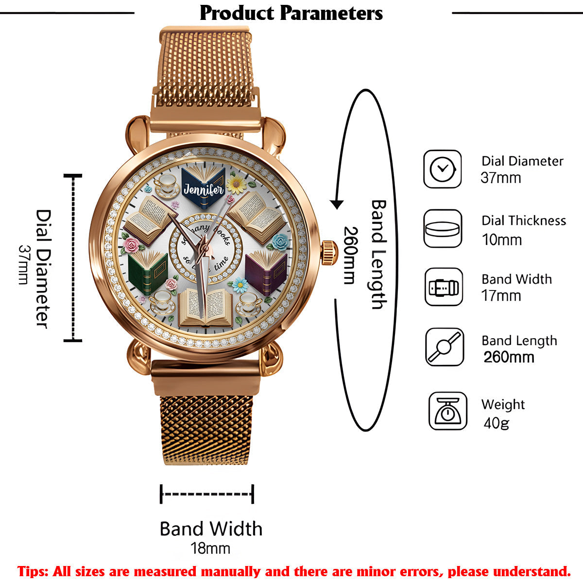 So Many Books So Little Time - Personalized Book Women Hand Watch