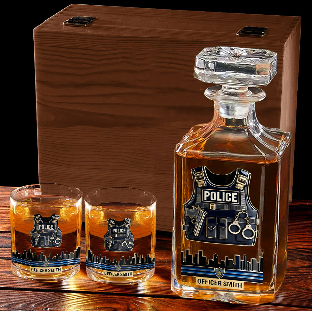 Serve & Protect - Personalized Police Officer Whiskey Decanter Set