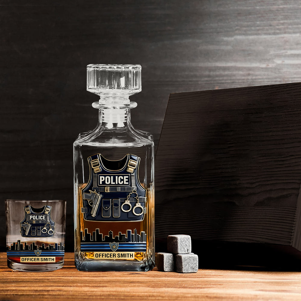 Serve & Protect - Personalized Police Officer Whiskey Decanter Set