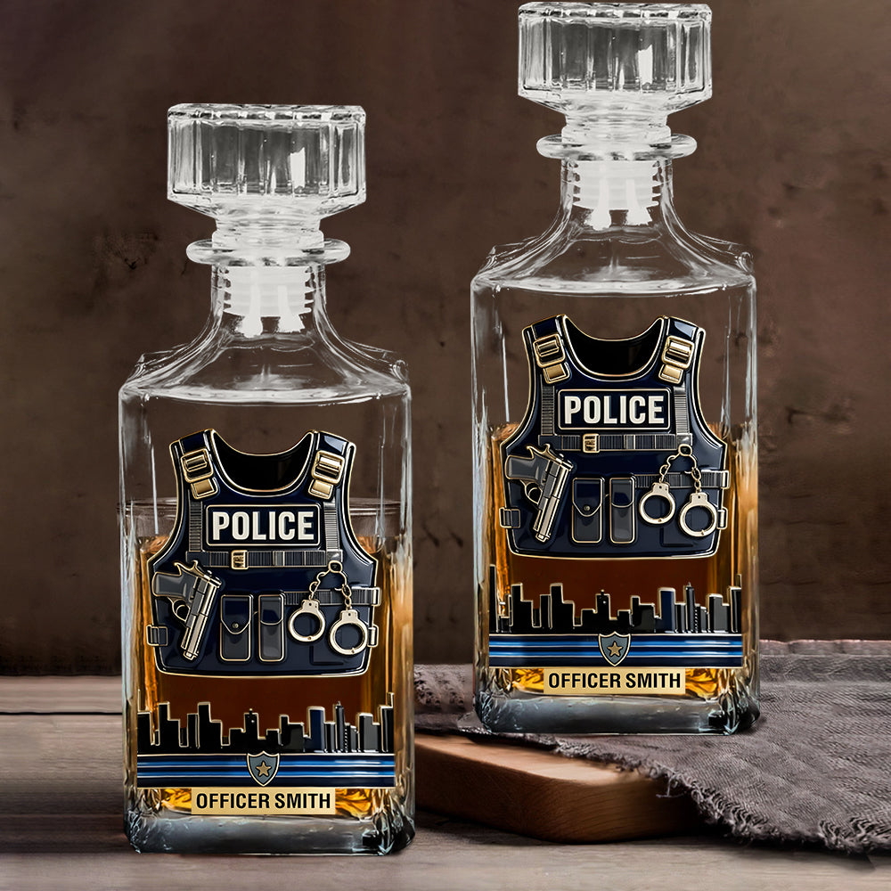 Serve & Protect - Personalized Police Officer Whiskey Decanter Set