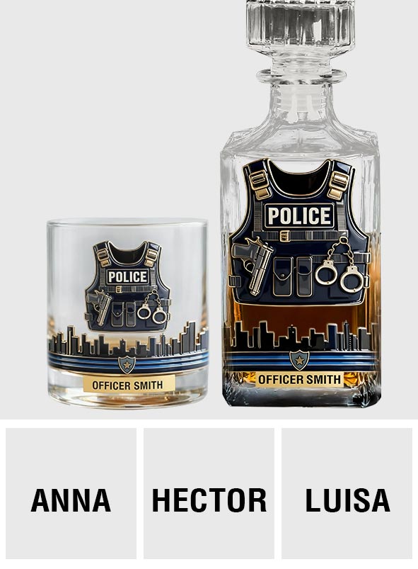 Serve & Protect - Personalized Police Officer Whiskey Decanter Set