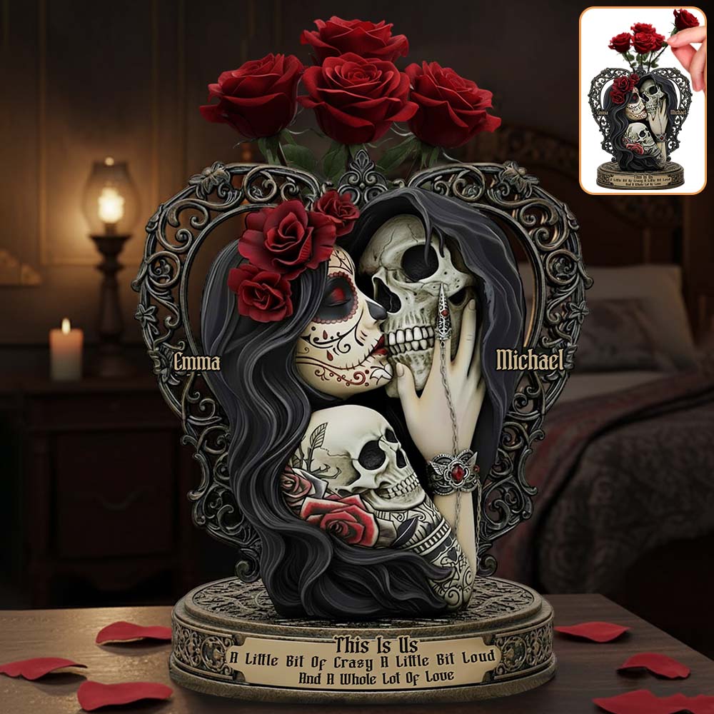 This Is Us – Personalisierte Acryl-Blumenvase in Totenkopfform