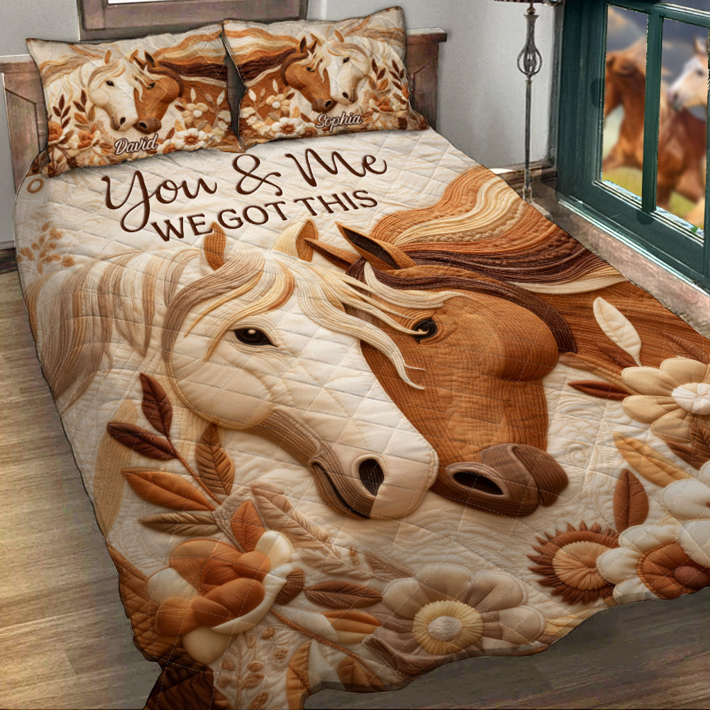 You & Me We Got This - Personalized Horse Quilt Set