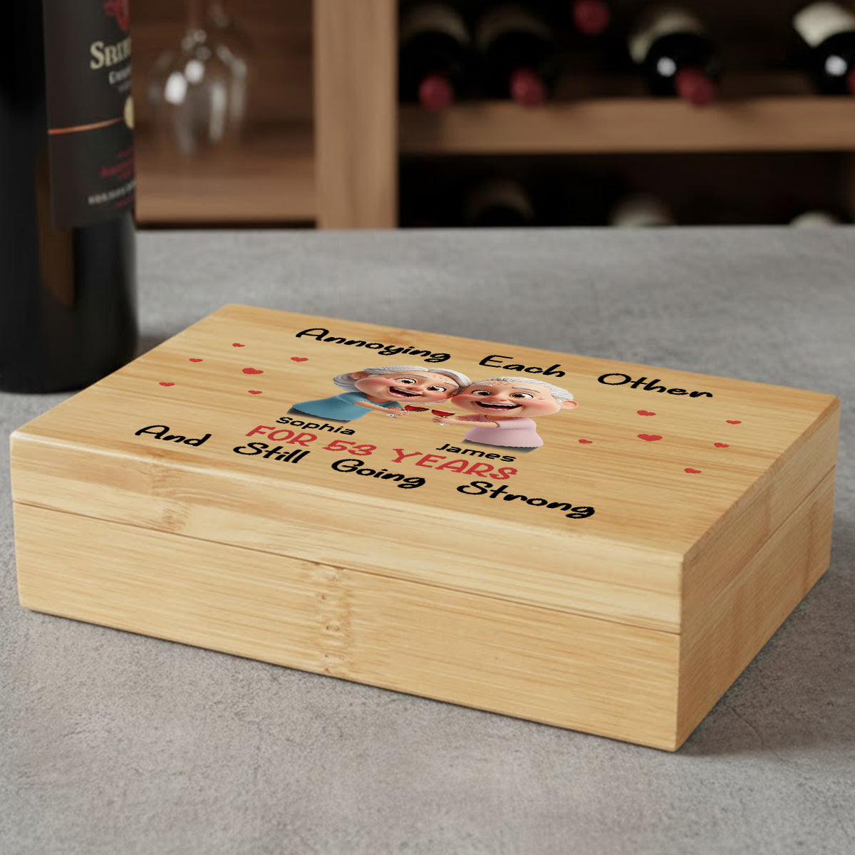 S'agacer mutuellement - Mascotte caricaturale et exagérée - Coffret ouvre-bouteille personnalisé