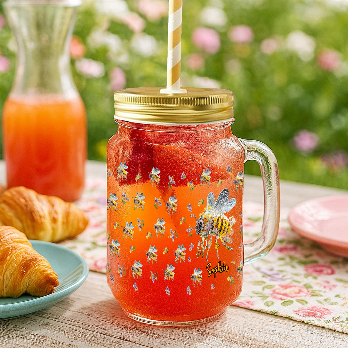 Soyez bienveillant - Gobelet Mason personnalisé avec abeille