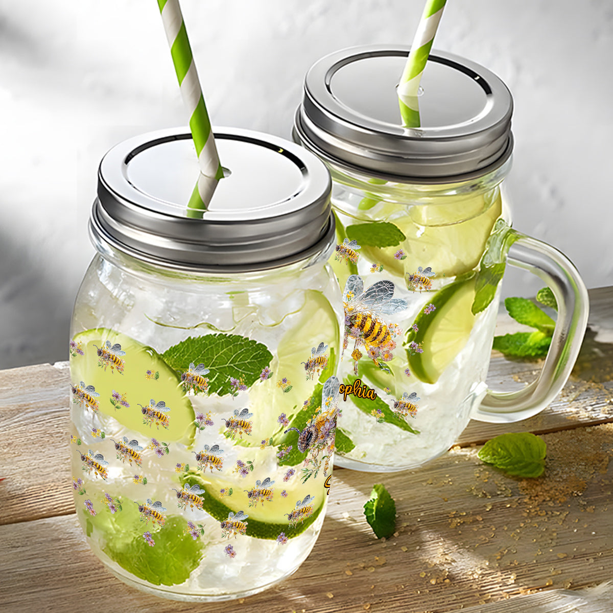 Soyez bienveillant - Gobelet Mason personnalisé avec abeille