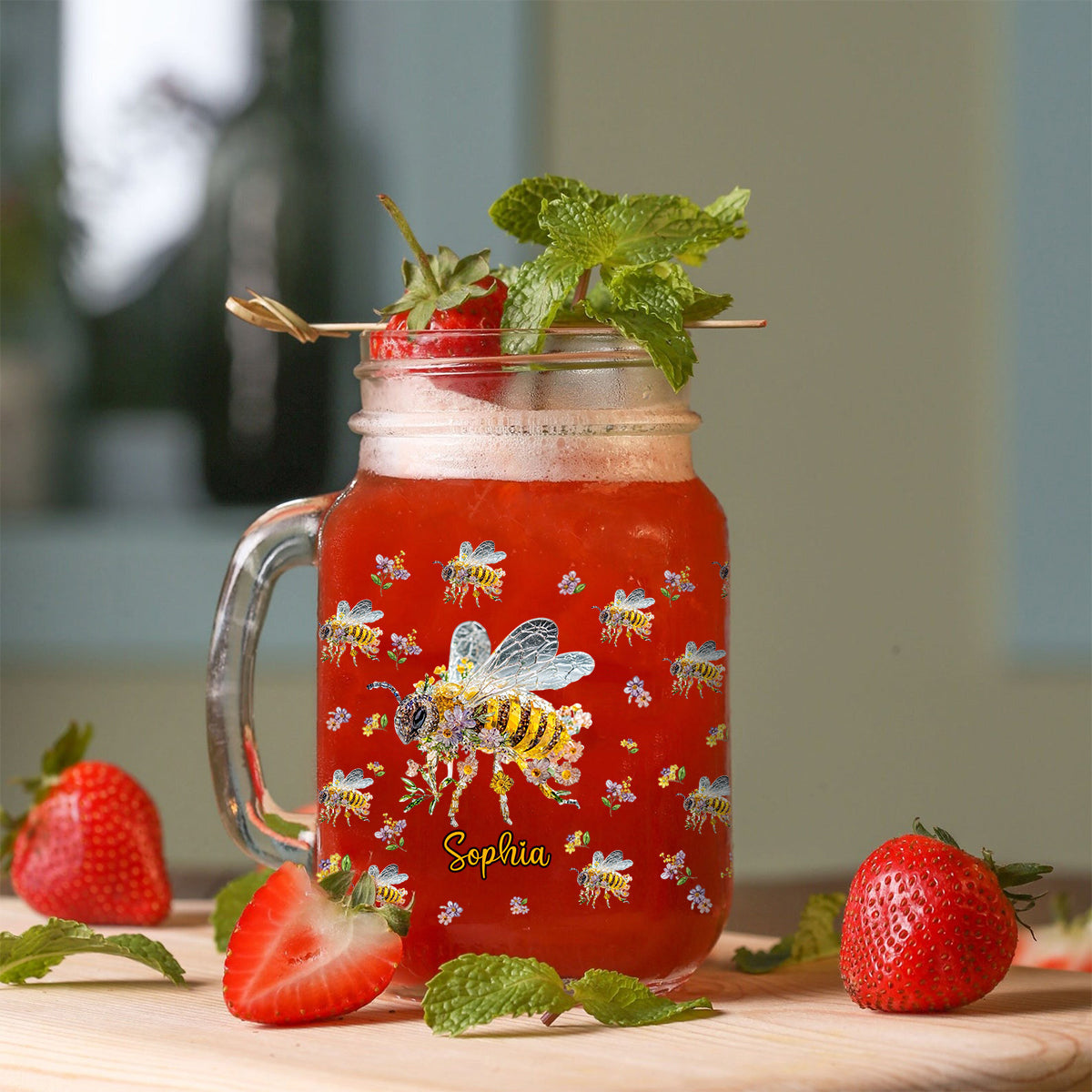 Soyez bienveillant - Gobelet Mason personnalisé avec abeille