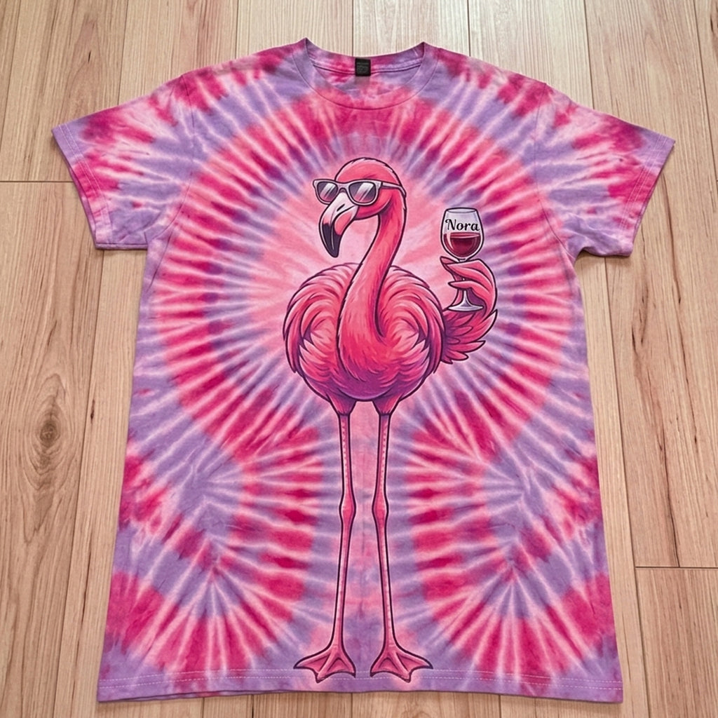 Chill Flamingo Tie Dye Shirt - Personalisiertes Flamingo Shirt