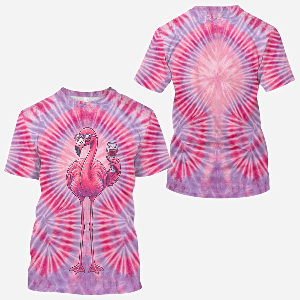 Chill Flamingo Tie Dye Shirt - Personalisiertes Flamingo Shirt