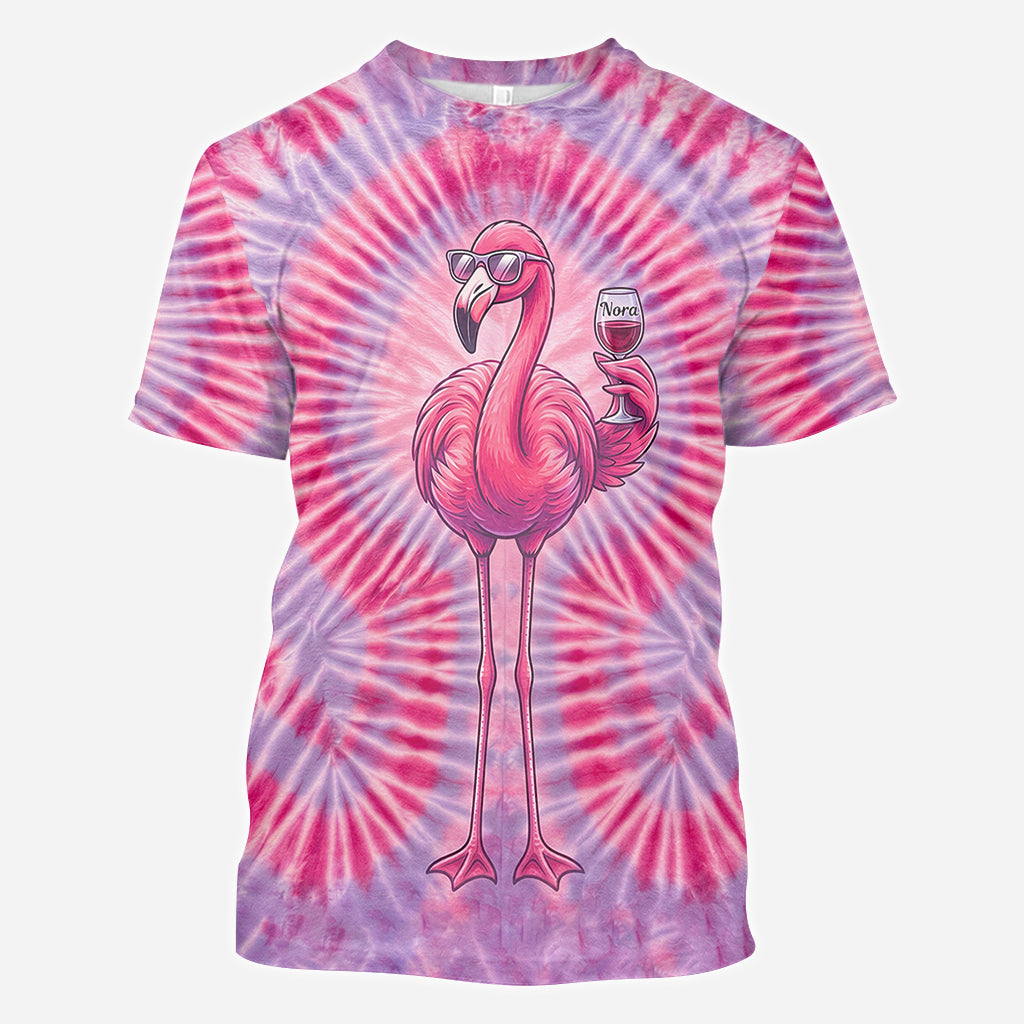 Chill Flamingo Tie Dye Shirt - Personalisiertes Flamingo Shirt