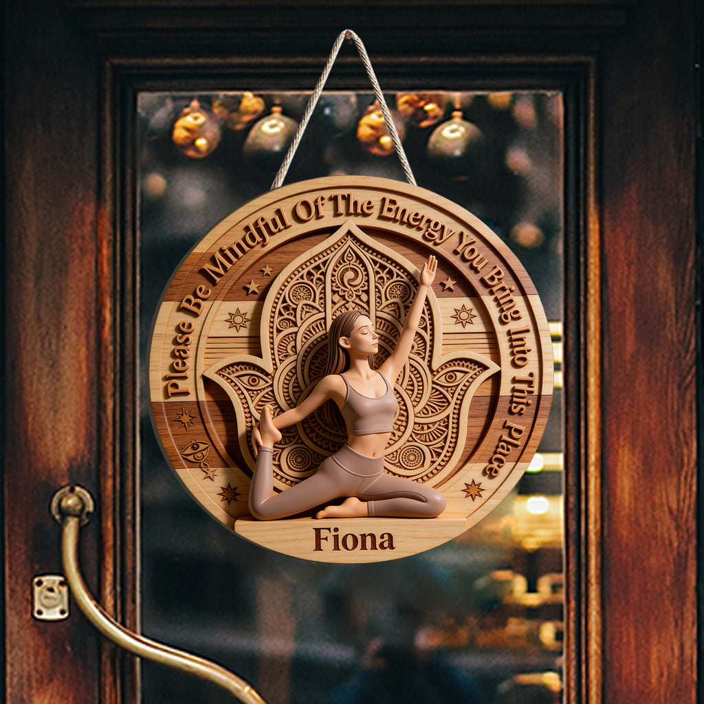 Please Be Mindful - Personalized Yoga Custom Shaped Wood Sign
