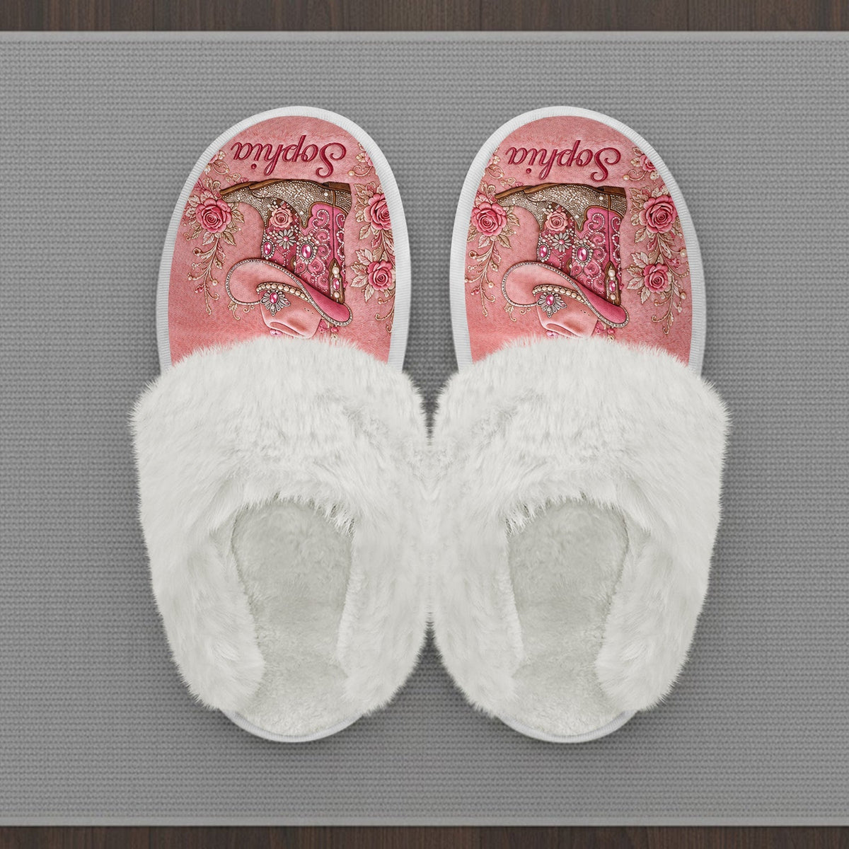 Cowgirl Boots - Personalized Cowgirl Open-Toe Slippers