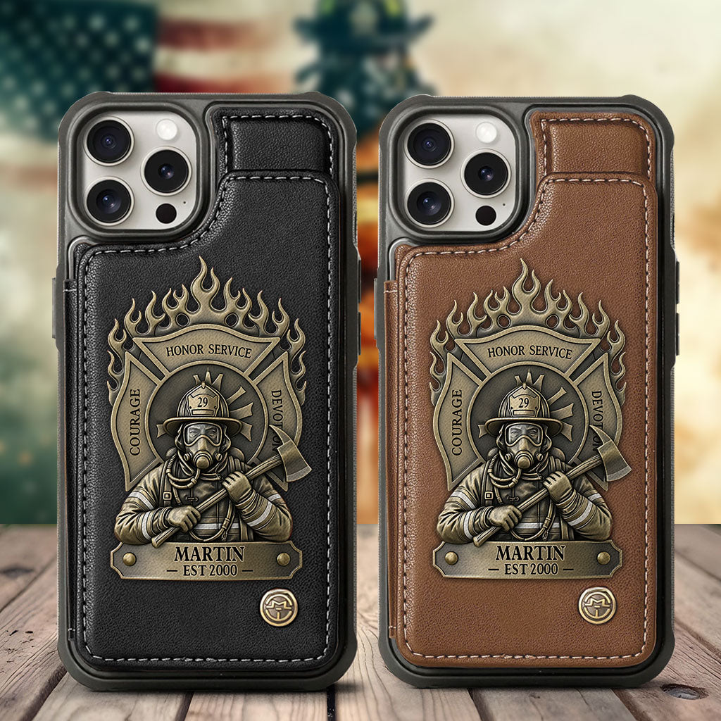 Fier pompier - Étui portefeuille personnalisé pour téléphone