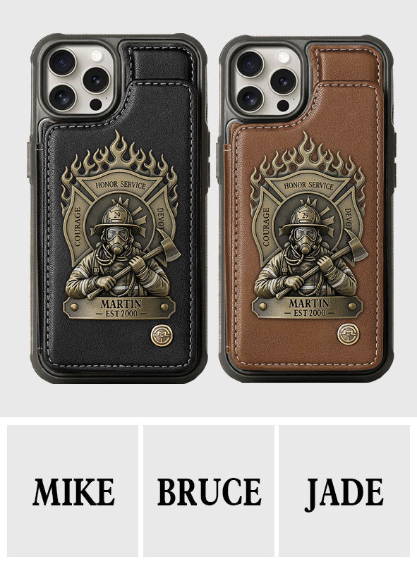 Fier pompier - Étui portefeuille personnalisé pour téléphone