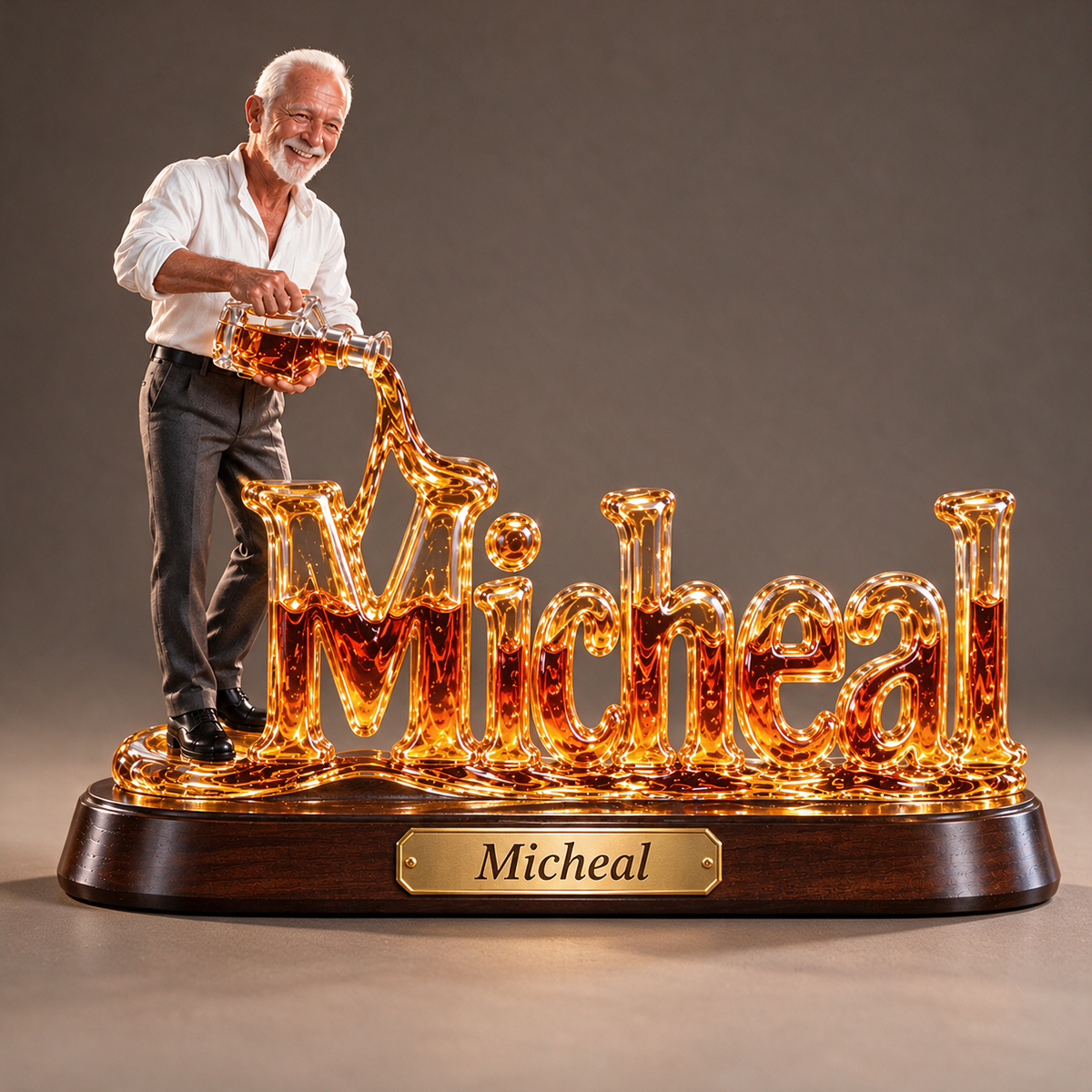 Personalized Whiskey Acrylic Plaque - Custom Photo Pouring Sculpture