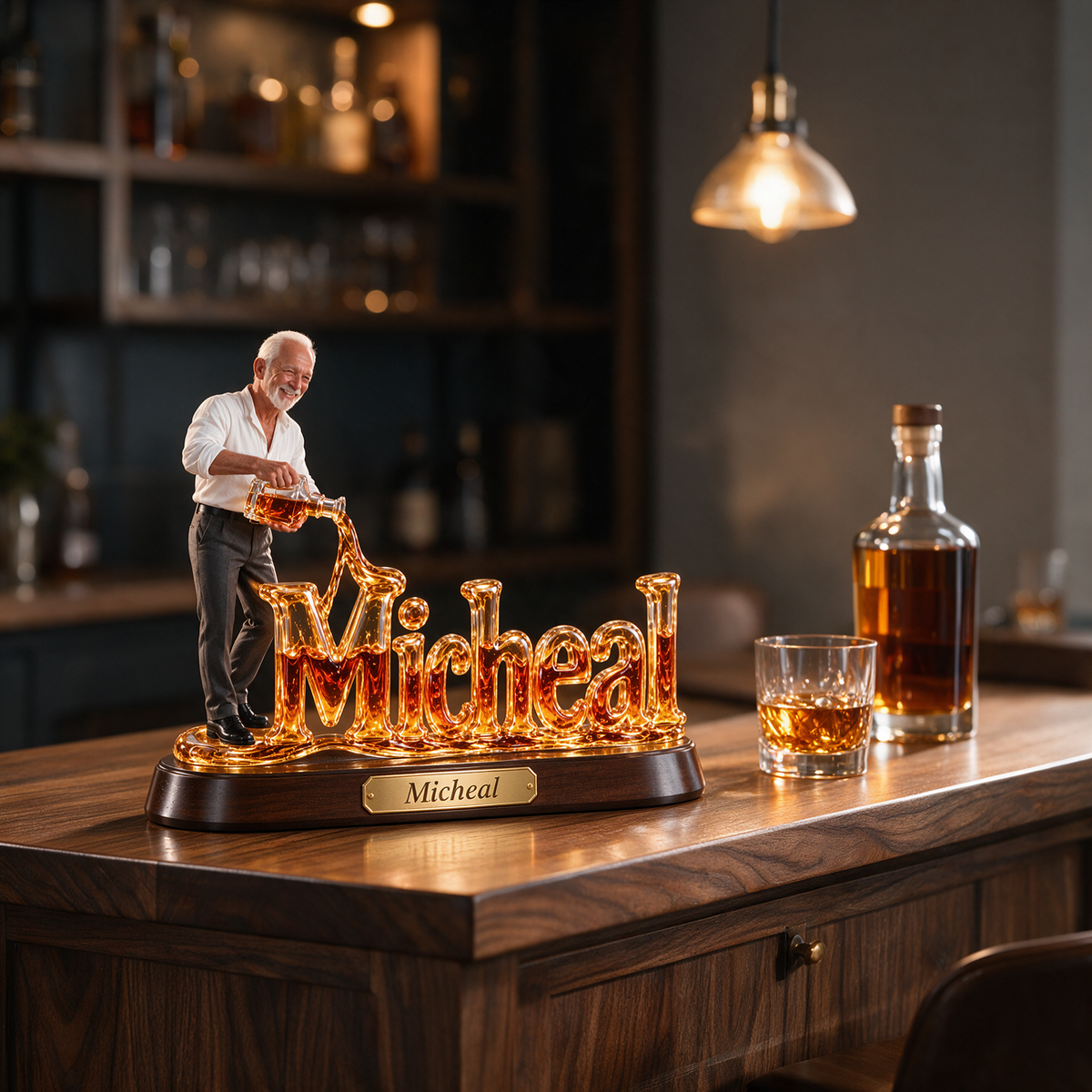 Personalized Whiskey Acrylic Plaque - Custom Photo Pouring Sculpture