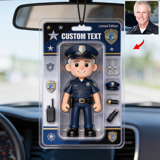 Police Gifts - Custom From Photo - Personalized Police Officer Car Ornament