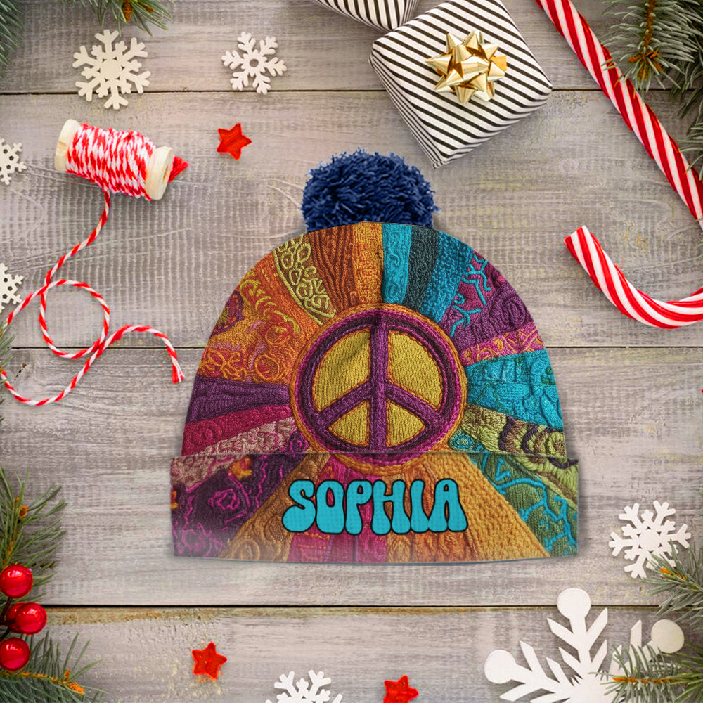 Peace Love Hope - Personalized Hippie Beanie Hat