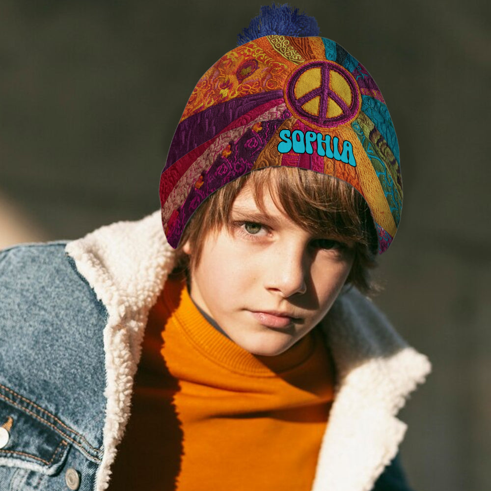 Peace Love Hope - Personalized Hippie Beanie Hat