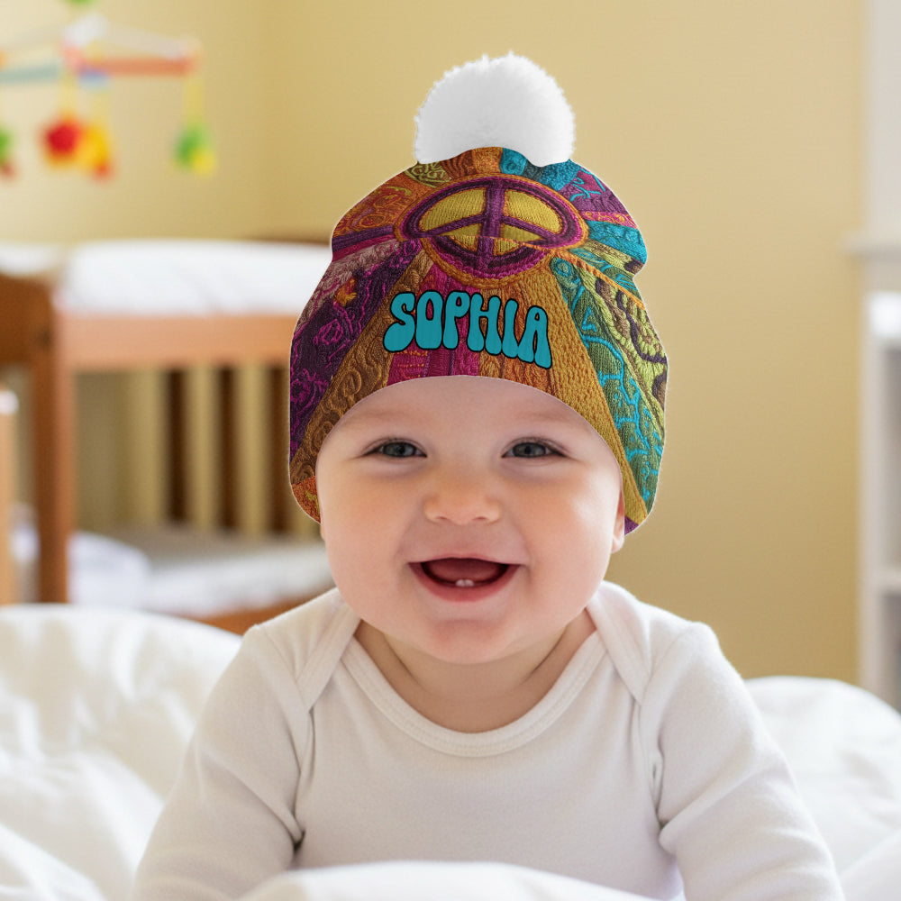 Peace Love Hope - Personalized Hippie Beanie Hat