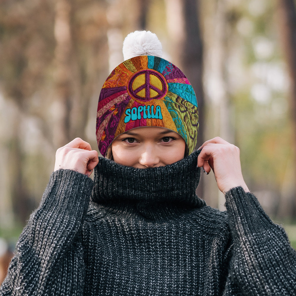 Peace Love Hope - Personalized Hippie Beanie Hat