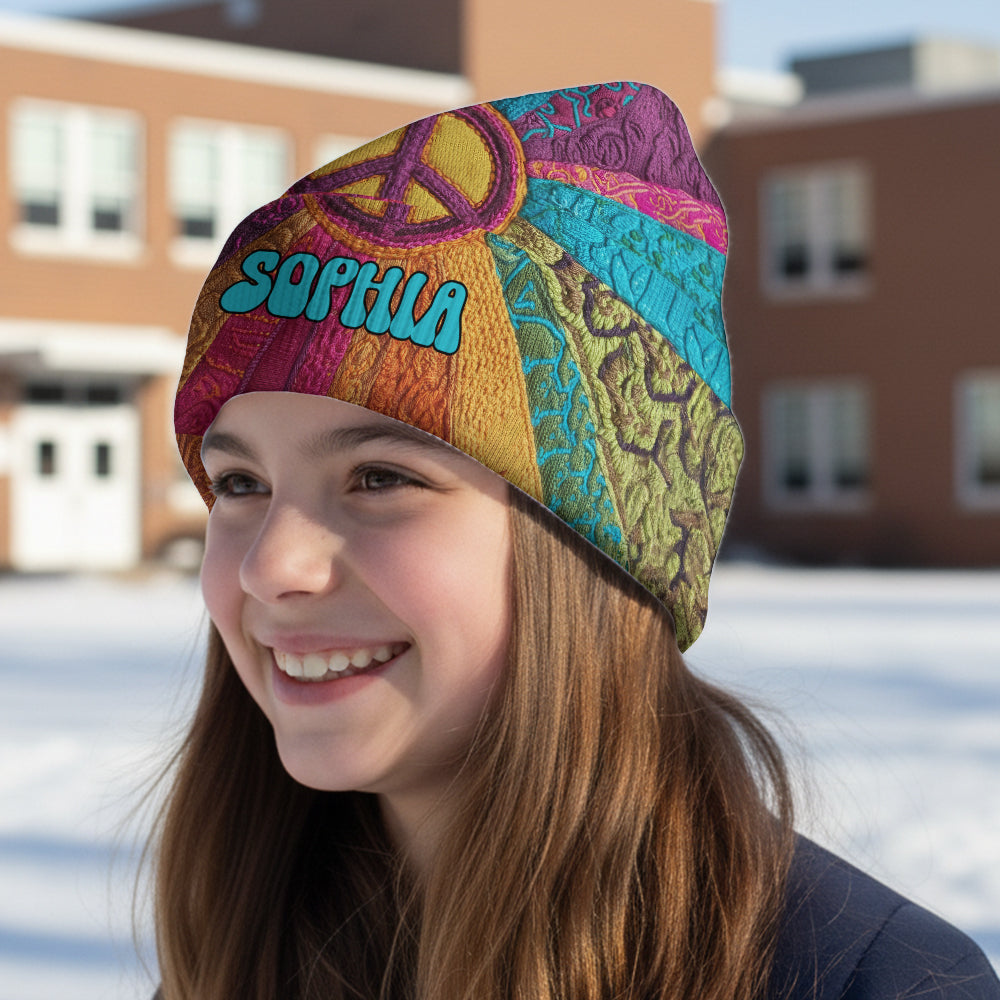 Peace Love Hope - Personalized Hippie Beanie Hat