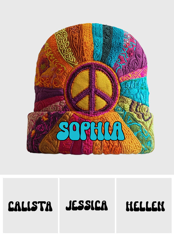 Peace Love Hope - Personalized Hippie Beanie Hat
