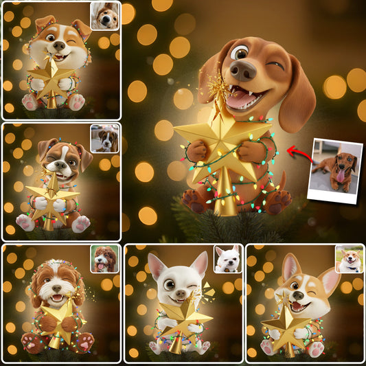 Naughty Furry Friends - Personalized Dog LED Light Tree Topper