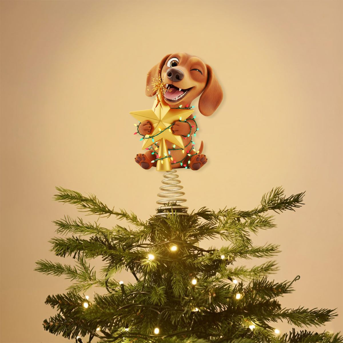 Naughty Furry Friends - Personalized Dog LED Light Tree Topper