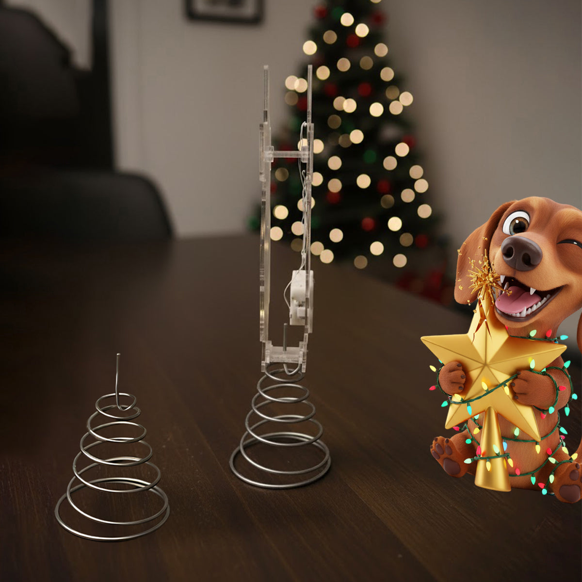 Naughty Furry Friends - Personalized Dog LED Light Tree Topper