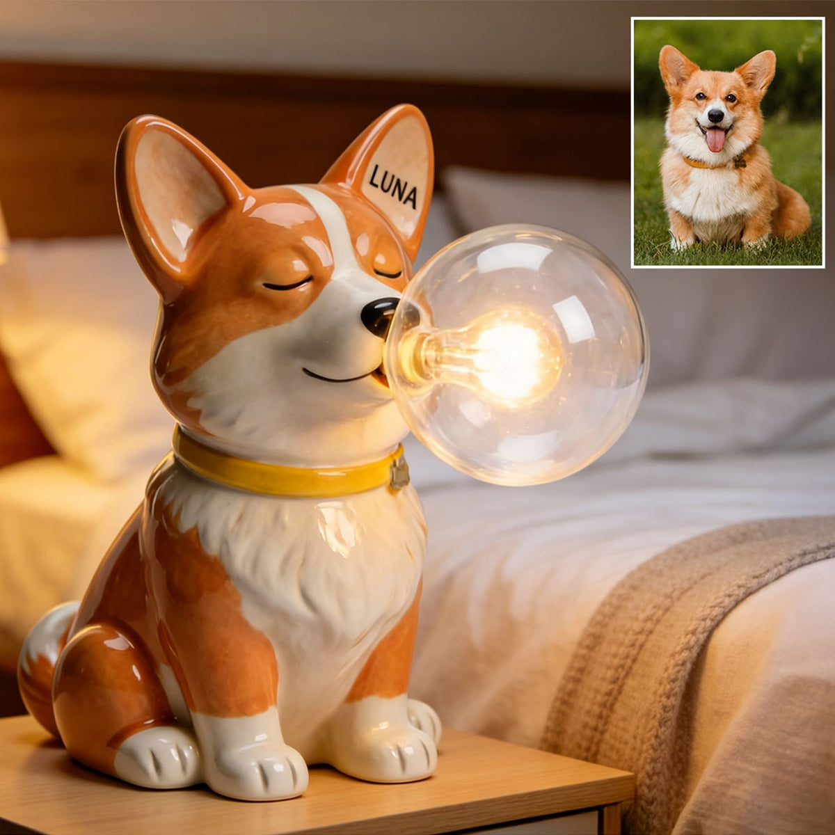 Blowing Bubble Lamp - Personalized Dog Acrylic LED Night Light