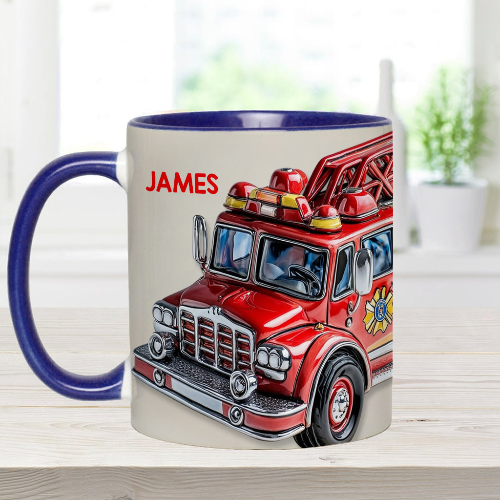 Facilement distrait par un camion de pompiers - Mug personnalisé à l'effigie d'un pompier