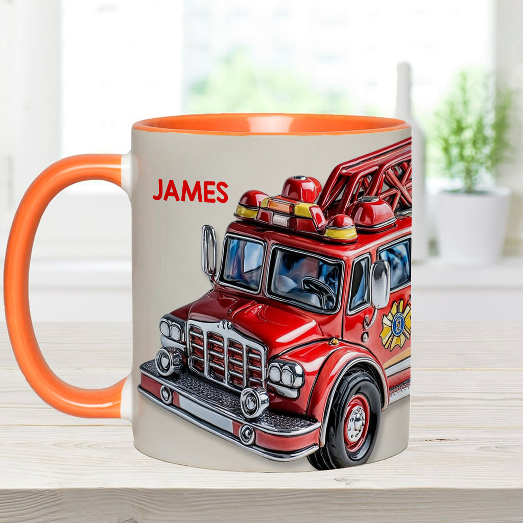 Facilement distrait par un camion de pompiers - Mug personnalisé à l'effigie d'un pompier