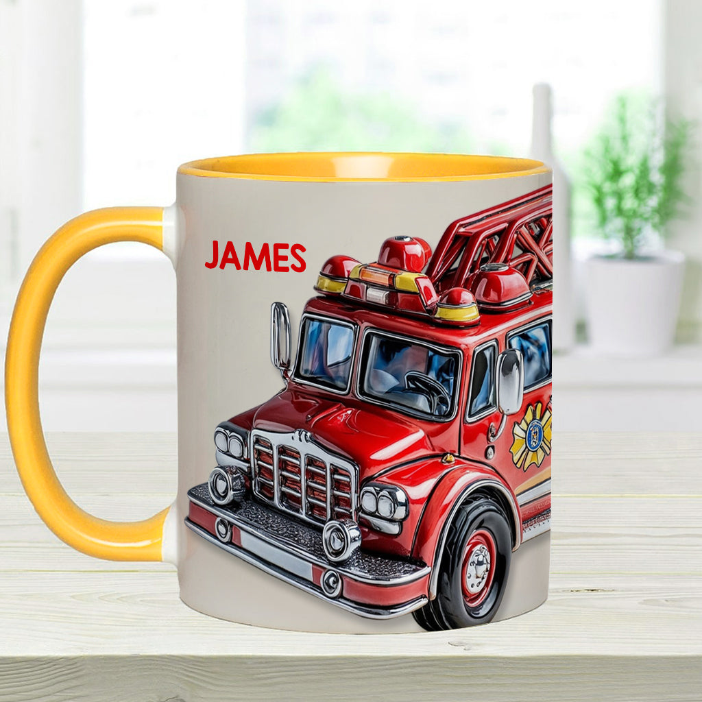 Facilement distrait par un camion de pompiers - Mug personnalisé à l'effigie d'un pompier