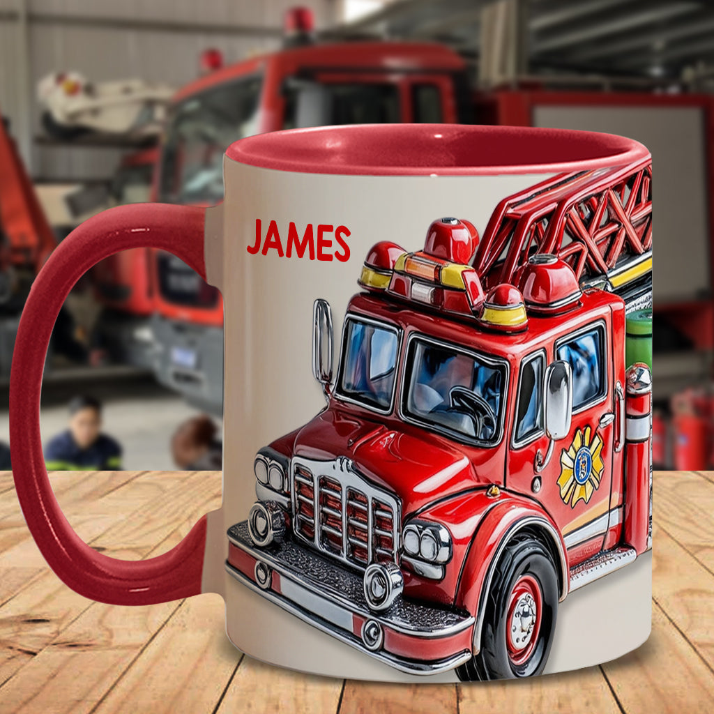 Facilement distrait par un camion de pompiers - Mug personnalisé à l'effigie d'un pompier