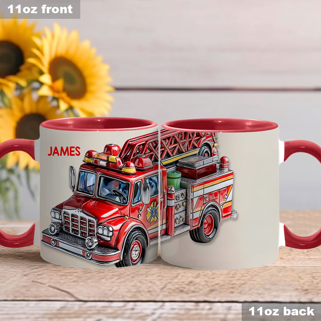 Facilement distrait par un camion de pompiers - Mug personnalisé à l'effigie d'un pompier