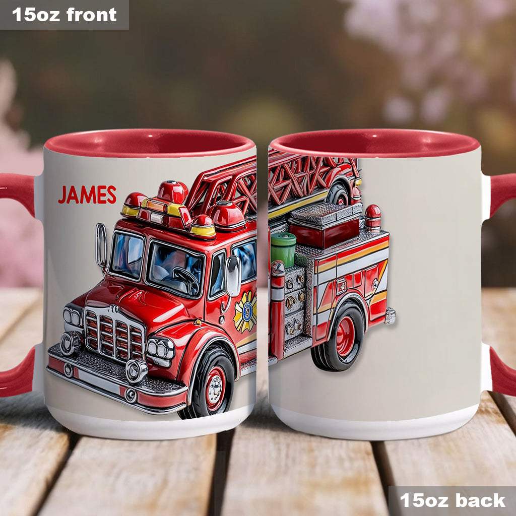 Facilement distrait par un camion de pompiers - Mug personnalisé à l'effigie d'un pompier