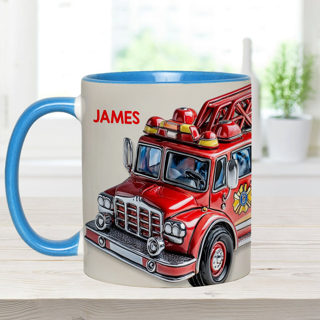 Facilement distrait par un camion de pompiers - Mug personnalisé à l'effigie d'un pompier